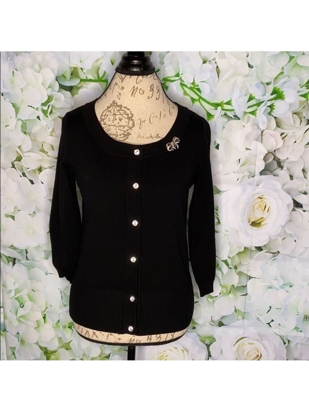 SweaterWorks Silk-Blend Black Cardigan Medium